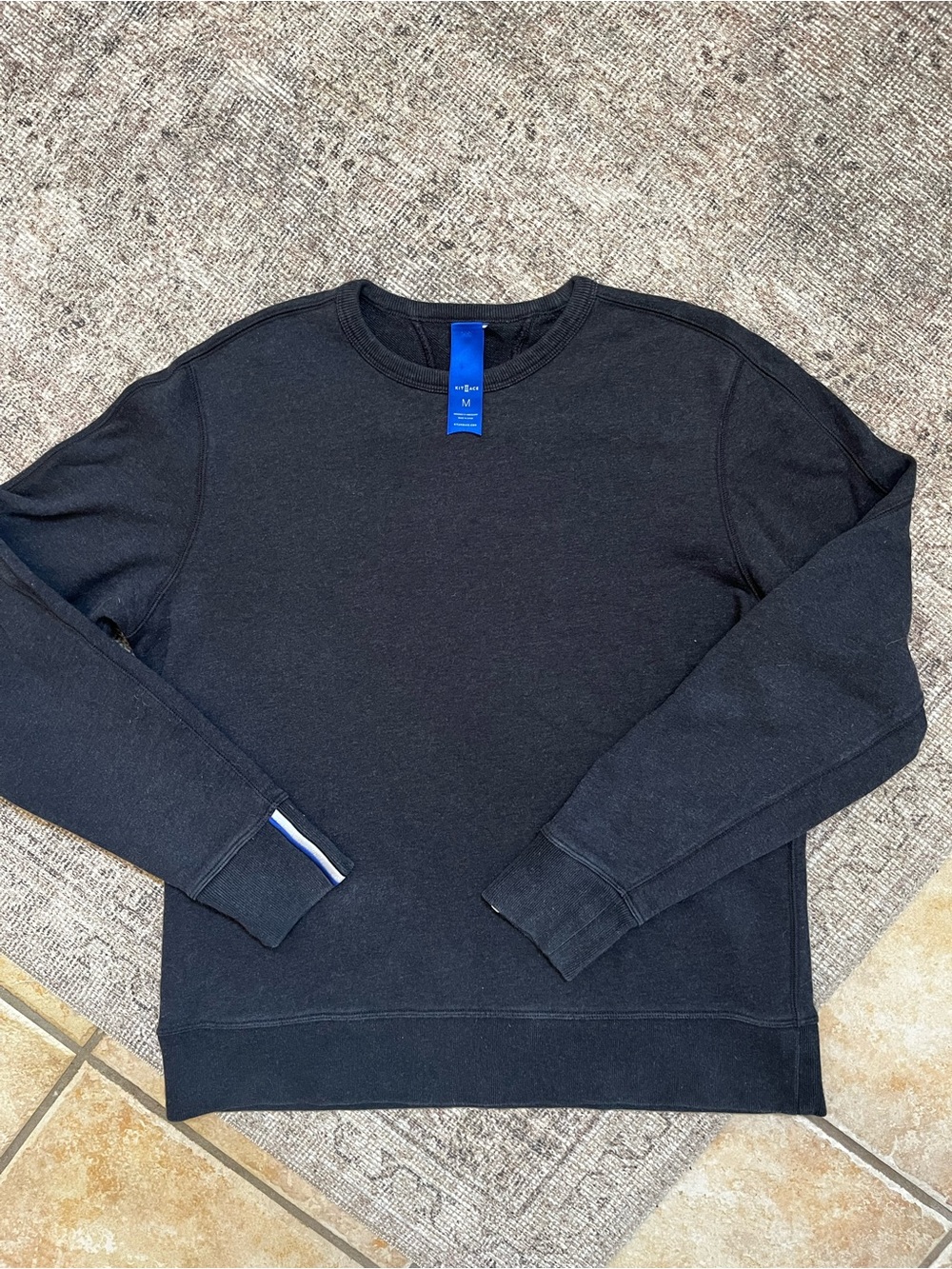 Kit and Ace Heathered Black Crewneck Sweatshirt with brand details 100% cotton